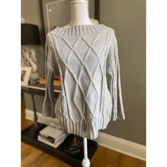 BB Dakota Wool Blend Retrograde Cable Knit Sweater Powder Blue Women's Size S - Picture 3 of 7